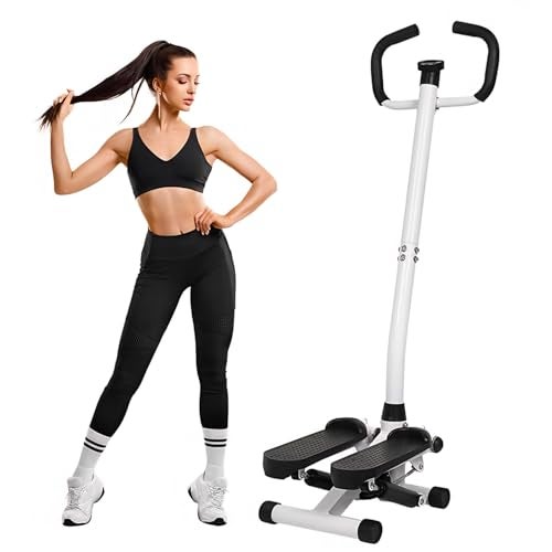 EMNDR Mini Stair Stepper Machine with Resistance Bands for Home Gym & Weight Loss | Hydraulic Adjustable Exercise Equipment, Heavy-Duty Frame, LCD Monitor | Vertical Trainer (HANDRAIL Stepper) - Image 1