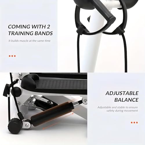 EMNDR Mini Stair Stepper Machine with Resistance Bands for Home Gym & Weight Loss | Hydraulic Adjustable Exercise Equipment, Heavy-Duty Frame, LCD Monitor | Vertical Trainer (HANDRAIL Stepper) - Image 4
