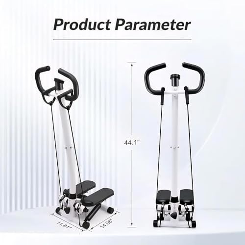 EMNDR Mini Stair Stepper Machine with Resistance Bands for Home Gym & Weight Loss | Hydraulic Adjustable Exercise Equipment, Heavy-Duty Frame, LCD Monitor | Vertical Trainer (HANDRAIL Stepper) - Image 2