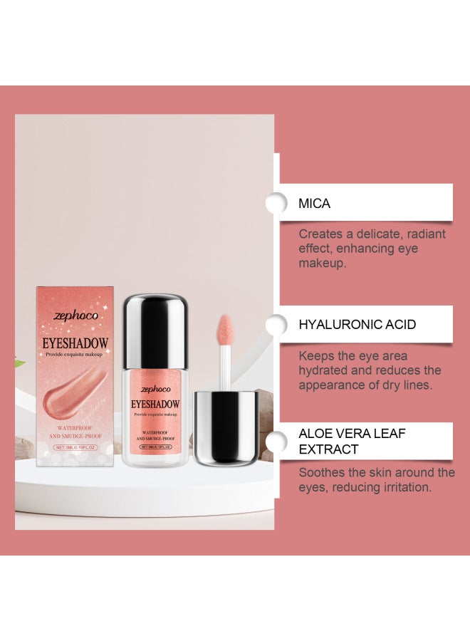 zephoco Shimmer Liquid Eyeshadow, Natural Color, Waterproof, Brightening, Easy To Apply, Daily Wear Eye Makeup - Image 2