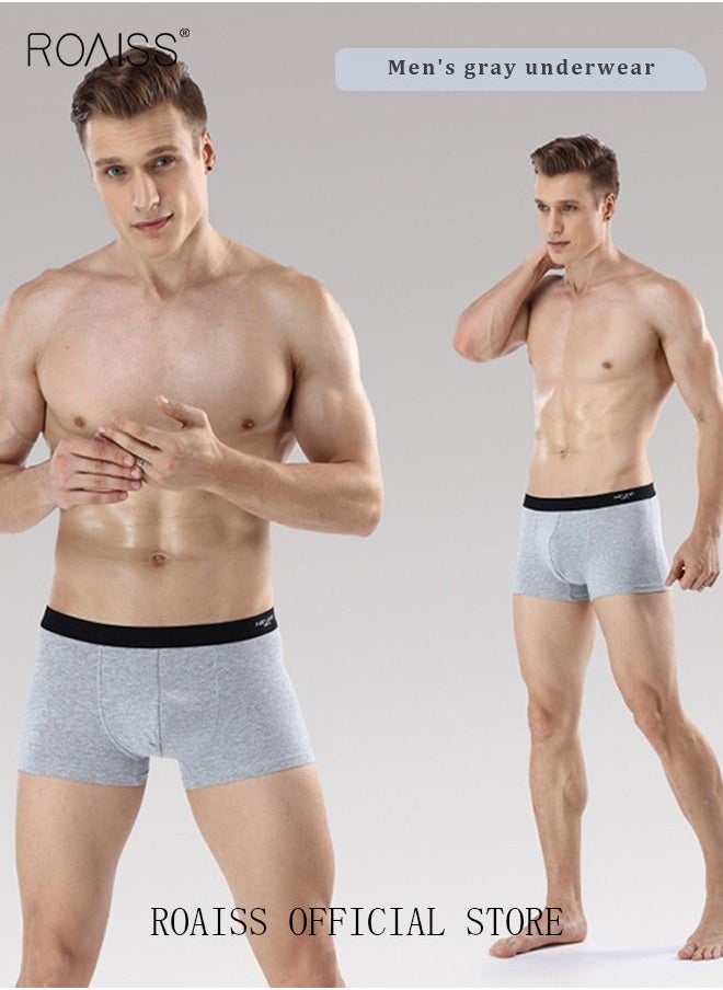 roaiss - 4 Pack Set Men's 95% Cotton Boxers Shorts Briefs Breathable Soft Underpants Summer High Elastic Classic Teenager Underwear - Image 1