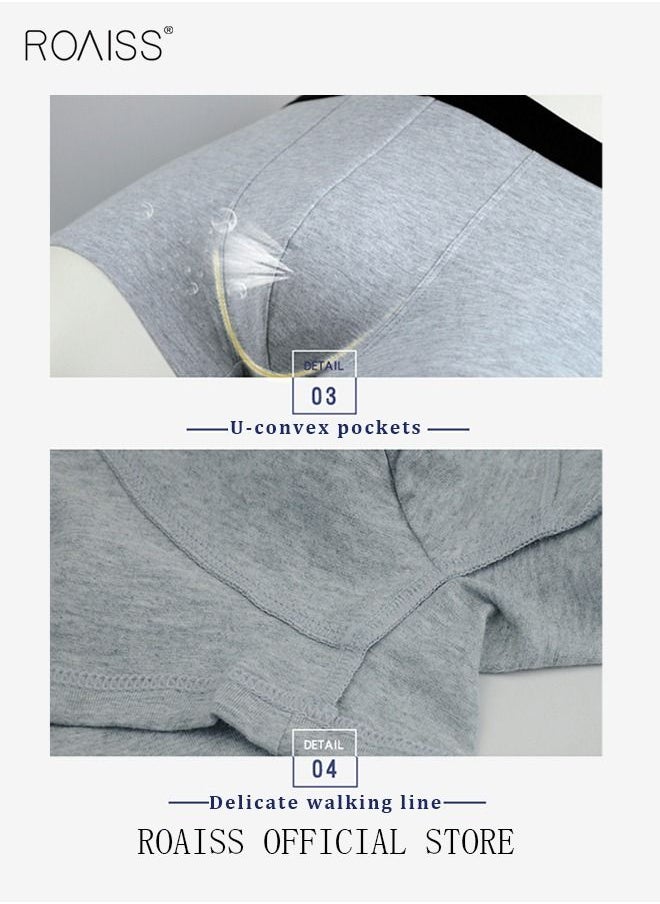 roaiss - 4 Pack Set Men's 95% Cotton Boxers Shorts Briefs Breathable Soft Underpants Summer High Elastic Classic Teenager Underwear - Image 1