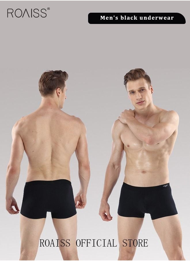 roaiss - 4 Pack Set Men's 95% Cotton Boxers Shorts Briefs Breathable Soft Underpants Summer High Elastic Classic Teenager Underwear - Image 1