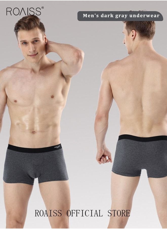 roaiss - 4 Pack Set Men's 95% Cotton Boxers Shorts Briefs Breathable Soft Underpants Summer High Elastic Classic Teenager Underwear - Image 1