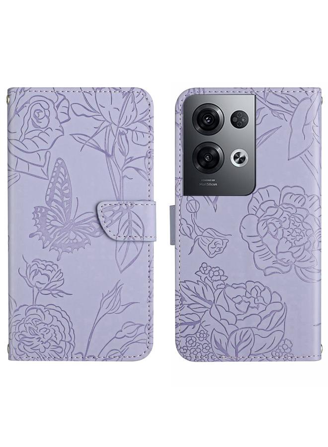 S-TOP Case For OPPO Reno8 Pro+ / Reno8 Pro HT03 Skin Feel Butterfly Embossed Flip Leather Phone Case - Image 1