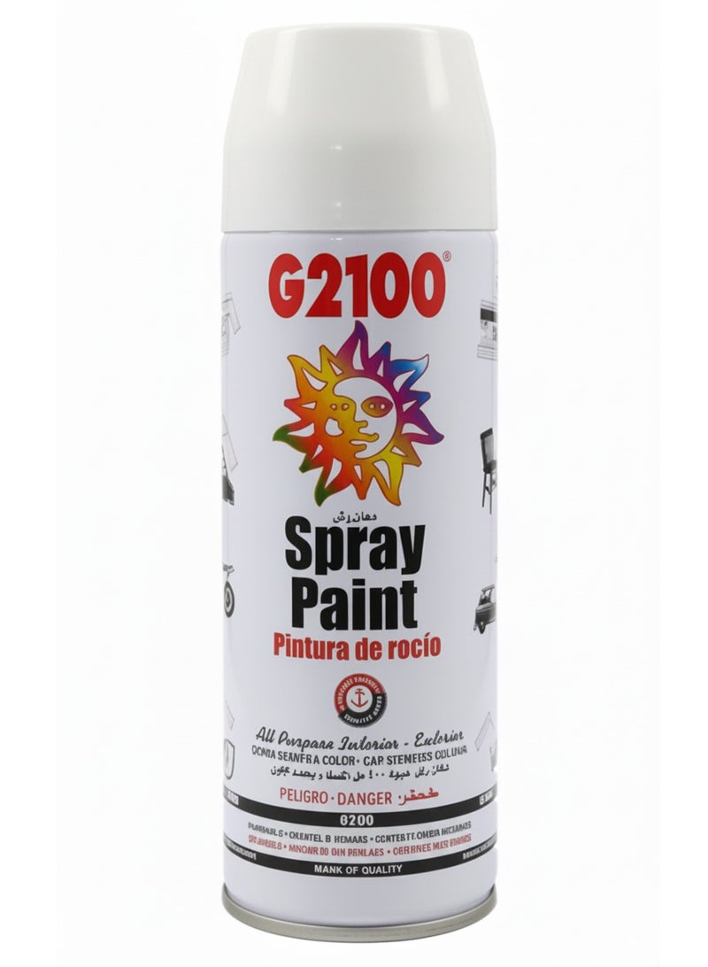 G2100 Spray Paint 400ml | 240 Gram (White)– High-Quality Multipurpose Paint