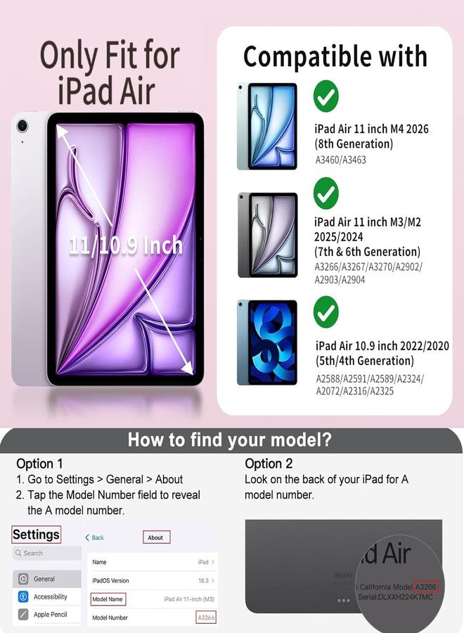 kenke جراب KENKE الهجين لجهاز iPad Air مقاس 11 بوصة M3 2025/M2 2024، وجهاز iPad Air من الجيل الخامس/الرابع 2022/2020 مقاس 10.9 بوصة مع حامل قلم، غطاء منزلق قابل للفصل 2 في 1 مع غطاء خلفي شفاف صلب من البولي كربونات، لون أبيض كريمي - Image 5