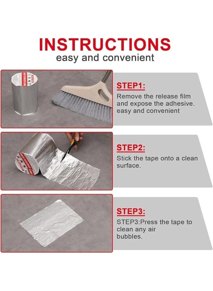 شريط مقاوم للماء شريط رقائق الألومنيوم إصلاح التسرب شريط لاصق مضاد للماء ختم شريط مطاطي بوتيل يكون مناسبًا لتسرب الأنابيب شريط سطح الماء - Image 5