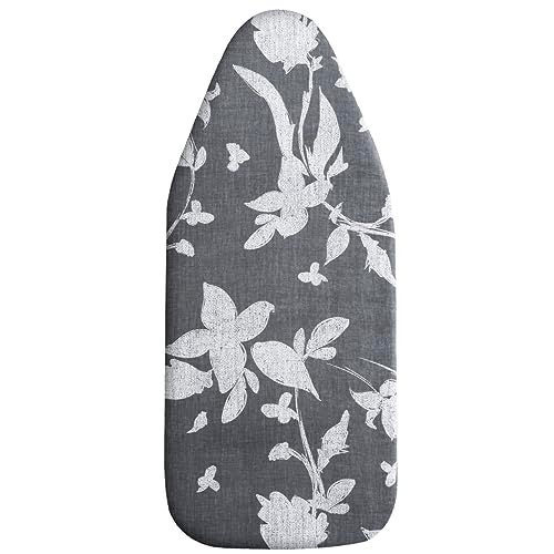 MZXcuin Small Ironing Board Cover Scorch Resistant, Cotton Table top Ironing Board Cover with Padding Heat Reflective Heavy Duty Pad (Grey Floral, 12.5"x32") - Image 1