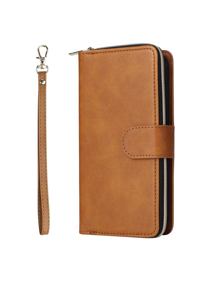 S-TOP Case For iPhone 14 Pro 9 Card Slots Zipper Wallet Bag Leather Phone Case - Image 2