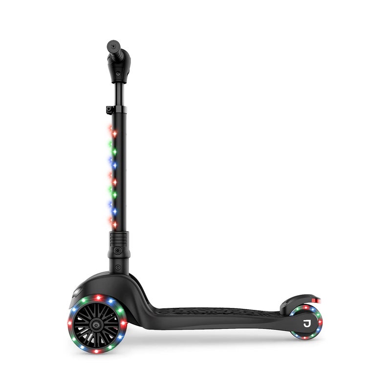 Jetson Scooters - Jupiter Mini 3 Wheel Kick Scooter (Black) - Collapsible Portable Kids Three Wheel Push Scooter - Lightweight Folding Design with High Visibility RGB Light Up LEDs on Stem and Wheels - Image 2