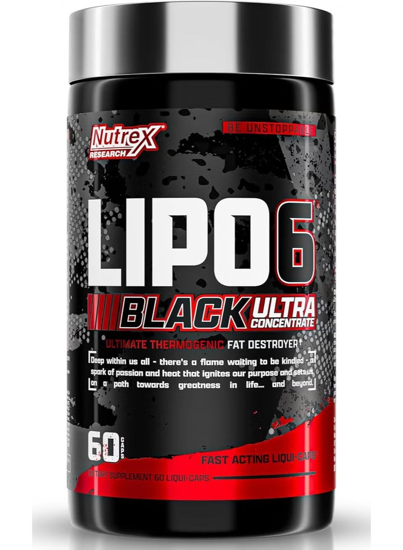 Nutrex Research نوتريكس ريسيرش ليبو-6 بلاك ألترا كونسنترات | مكمل حارق للدهون منشط حراري، يزيد من فقدان الوزن، الطاقة والتركيز الشديد | كبسولة، 60 عد - Image 1