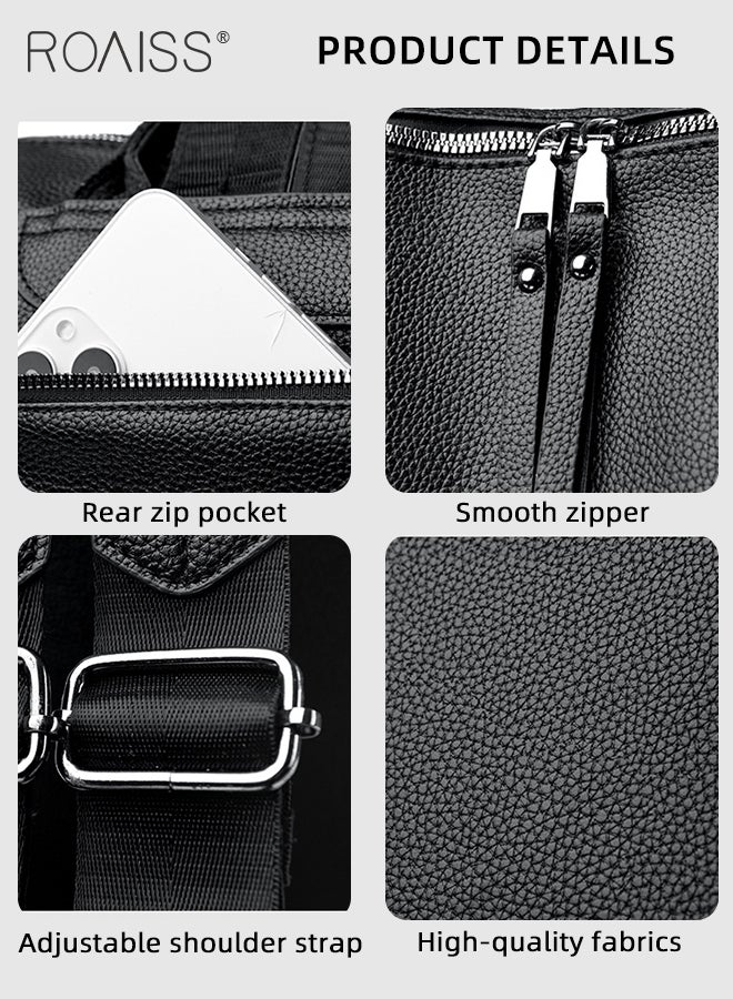 roaiss Large Capacity PU Leather Backpack for Women Trendy Anti-Theft Travel Daypack for Mothers Students Vintage Shoulder Bags Multipurpose Design Convertible Satchel Handbags with Side Zippers - Image 5