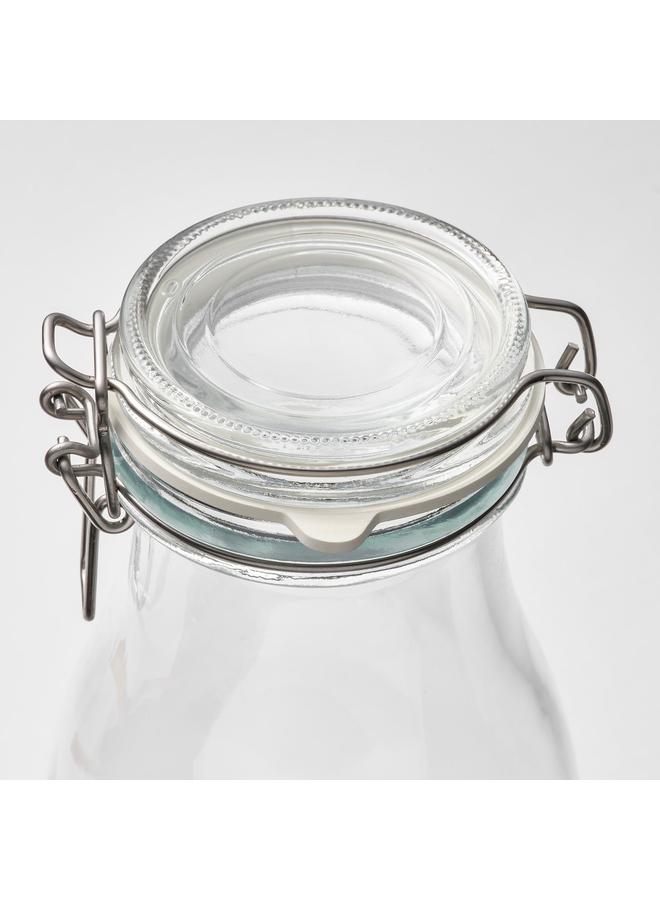 زبون برطمان على شكل زجاجة مع غطاء، زجاج شفاف، سعة 1 لتر - Image 5
