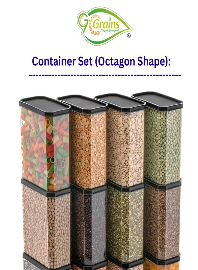 G7 GRAINS Multipurpose Transparent Plastic Storage Container Set in Octagon Shape with Airtight Lid for Kitchen & Refrigerator Storage, Dishwasher Safe (Set of 24) - Image 5