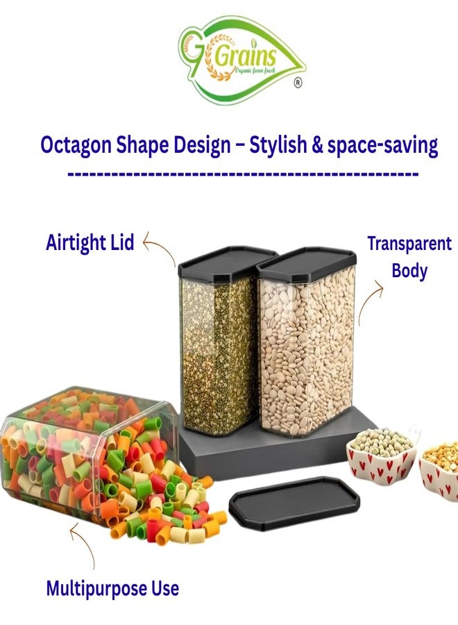 G7 GRAINS Multipurpose Transparent Plastic Storage Container Set in Octagon Shape with Airtight Lid for Kitchen & Refrigerator Storage, Dishwasher Safe (Set of 24) - Image 3