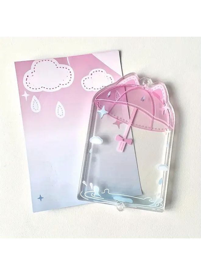 3 Inch Acrylic Photocard Holder With Pink Bow And Star Design Cute Korean Idol Photo Frame Durable PVC Card Display For Desktop Decor K Pop Fans Fan Merchandise Playful Transparent Material Pink - Image 1