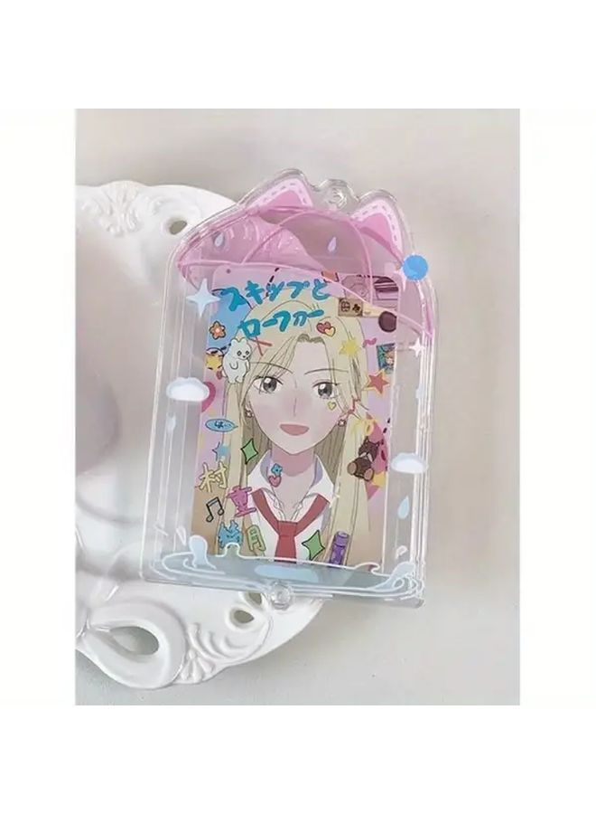 3 Inch Acrylic Photocard Holder With Pink Bow And Star Design Cute Korean Idol Photo Frame Durable PVC Card Display For Desktop Decor K Pop Fans Fan Merchandise Playful Transparent Material Pink - Image 4