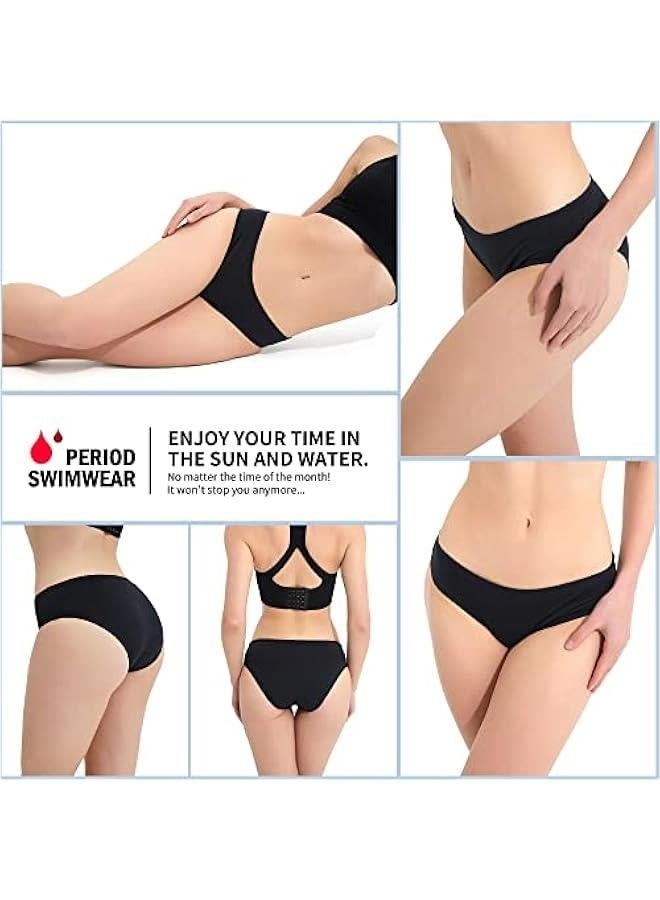 Period Swimwear-Menstrual Swimsuit Bikini Bottoms-Black High Waisted Leakproof Swim Bottoms for Girls and Women - Image 5