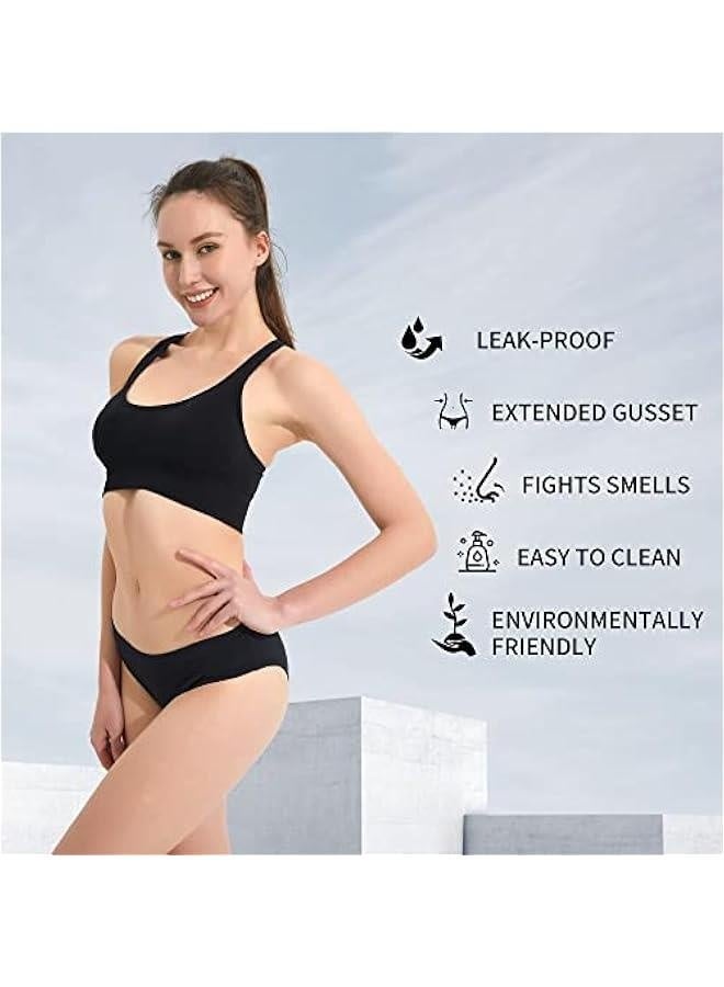 Period Swimwear-Menstrual Swimsuit Bikini Bottoms-Black High Waisted Leakproof Swim Bottoms for Girls and Women - Image 2