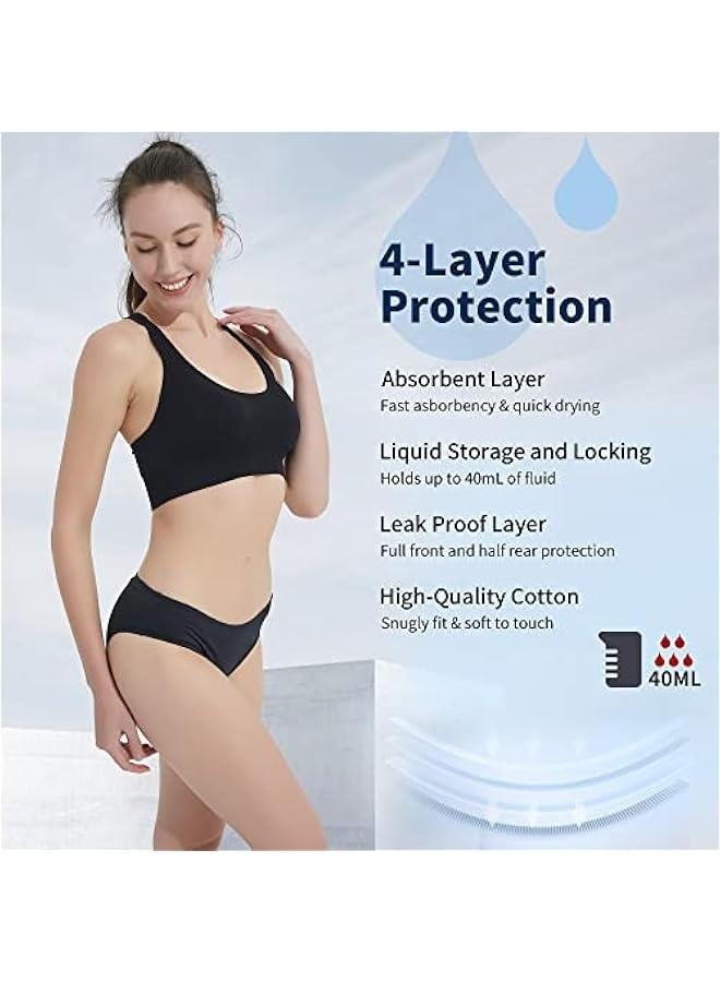 Period Swimwear-Menstrual Swimsuit Bikini Bottoms-Black High Waisted Leakproof Swim Bottoms for Girls and Women - Image 4