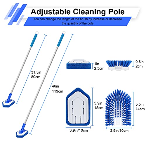 Lalafancy Bathroom Scrubber with Extendable Long Handle 50'' -3-in-1 Tub and Tile Cleaning Brush Interchangeable Head Attachment Shower Scrubber for Cleaning Bathroom Shower Bathtub Floor - Image 5