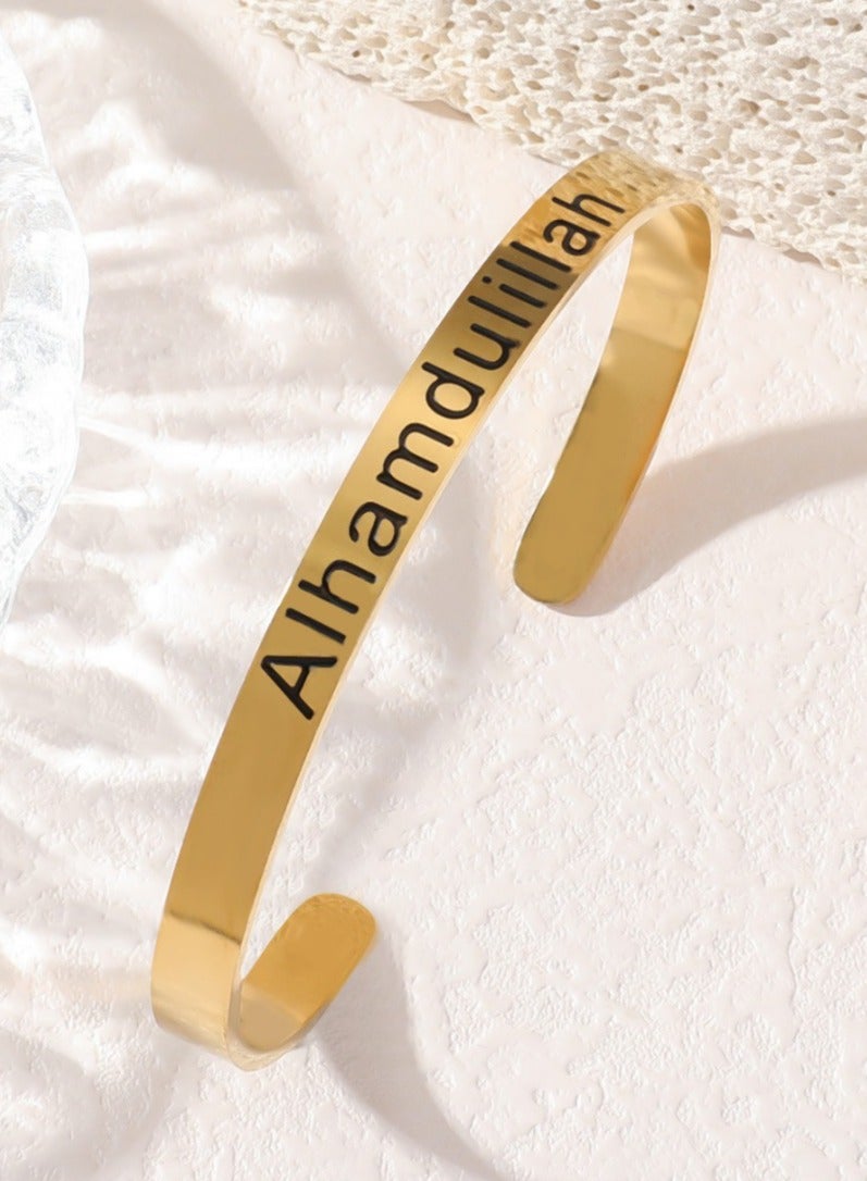 Mark Fairwhale Vintage Stainless Steel Carved C-Shaped Open Men's And Women's Bracelet  - Image 1
