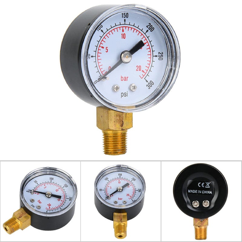 Transparent Dial Cover Metal Outer Case Pressure Gauge 0 300 PSI 0 20 Bar - Image 3