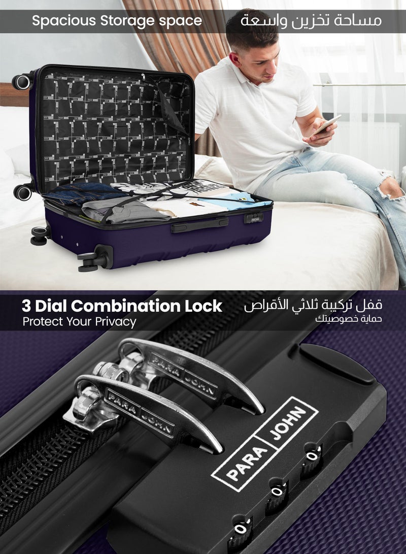 بارا جون حقيبة سفر بعجلات كبيرة الحجم وخفيفة الوزن من بلاستيك  صلبة -  بوصة تحمل  كجم بعجلات رباعية - كحلي - Image 3