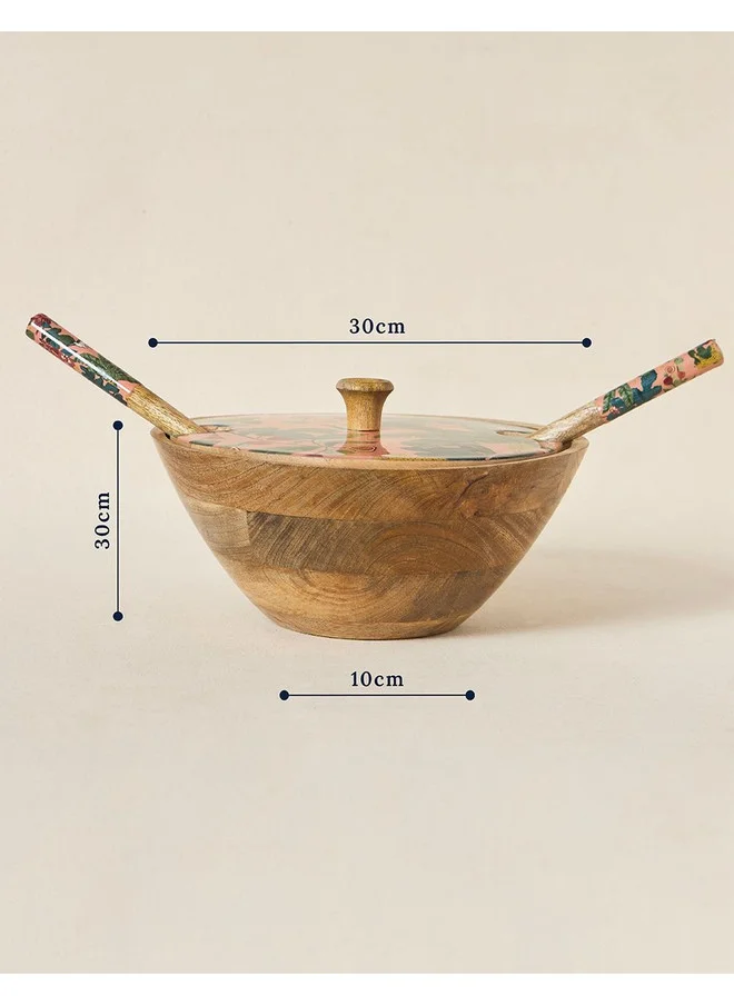 Chumbak  Country Wooden Salad Bowl & Server Set  | Best Price UAE
