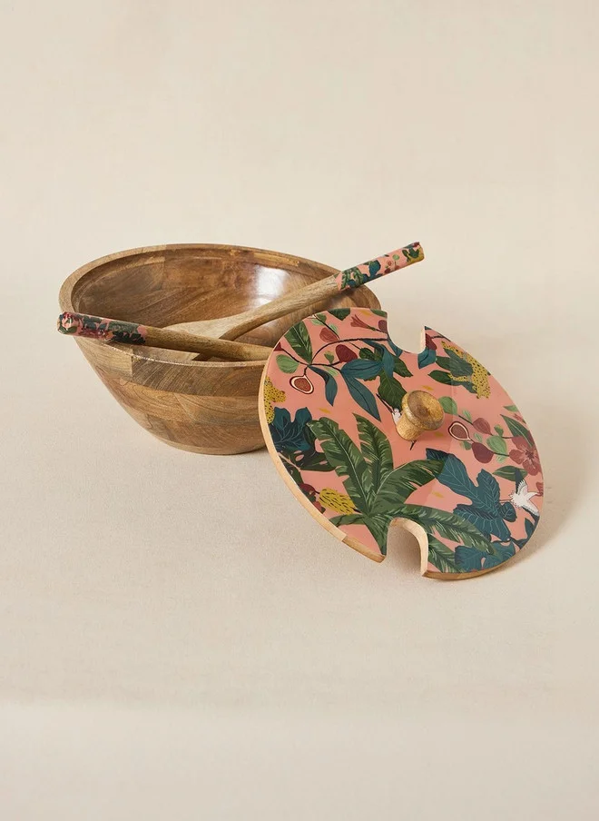 Chumbak  Country Wooden Salad Bowl & Server Set  | Best Price UAE