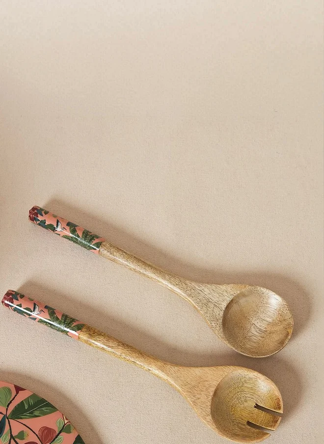 Chumbak  Country Wooden Salad Bowl & Server Set  | Best Price UAE