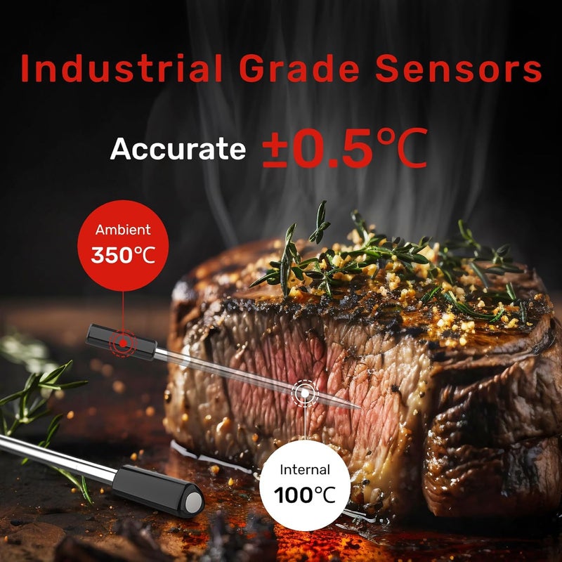 Meatmeet WiFi Meat Thermometer | Long-Range Wireless Probe for Oven, Grill, Air Fryer, BBQ | Smart APP | Dual Sensors | IP67 Waterproof - Image 3