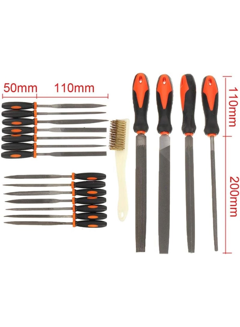GGOOT DIY & Tools/Hardware 18Pcs Carbon Steel Files Set Flat/Triangle/Half-round/Round Large File and Needle Files, Soft Rubbery Handle for Woodworking Shaping - Image 2