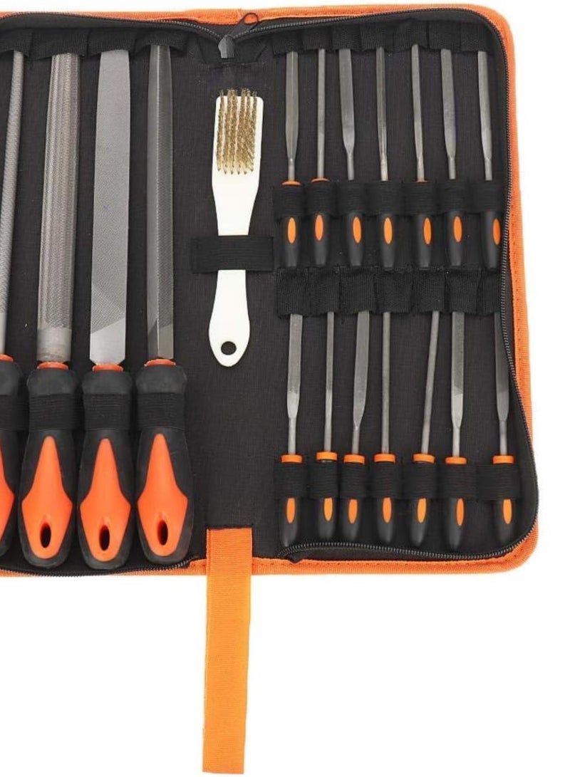GGOOT DIY & Tools/Hardware 18Pcs Carbon Steel Files Set Flat/Triangle/Half-round/Round Large File and Needle Files, Soft Rubbery Handle for Woodworking Shaping - Image 1