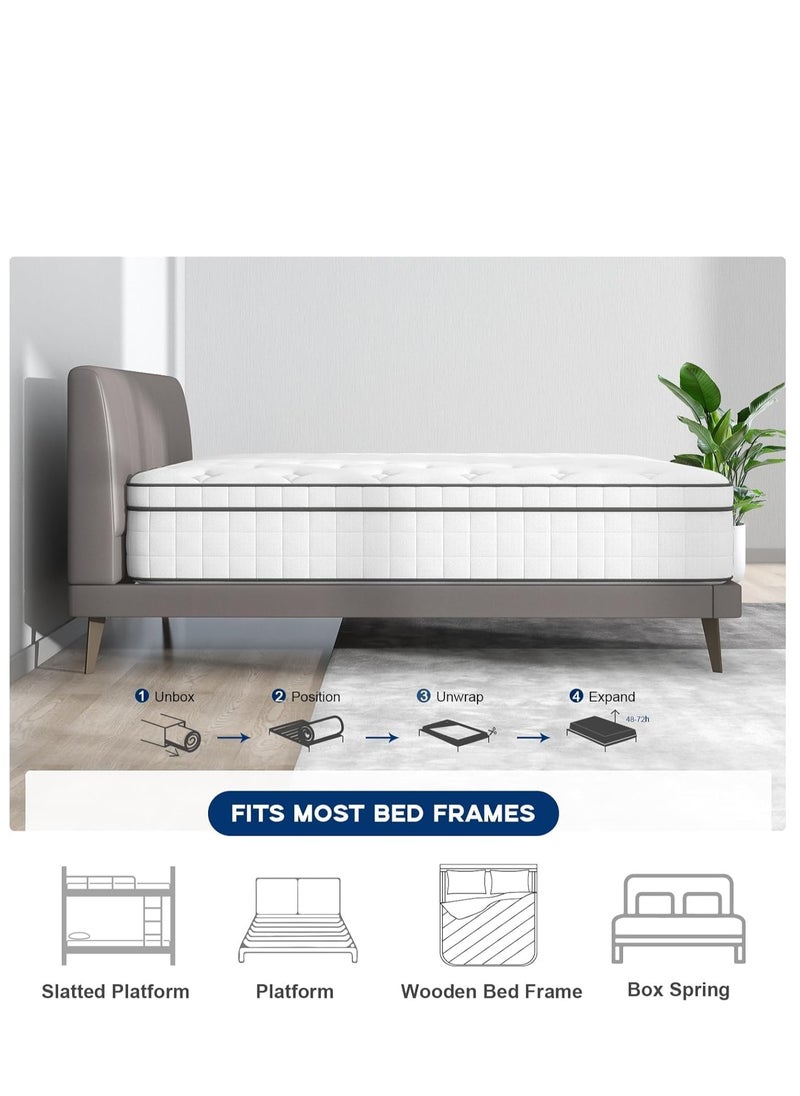 The Home Mart - Home Mart King Extra-Large Size 20 cm Hybrid Pocket Spring Mattress with Cooling Gel Memory Foam, Back & Spine Support – Breathable Hypoallergenic Cover, Medium Firm Comfort for Deep Sleep (200x180 cm) - Image 1