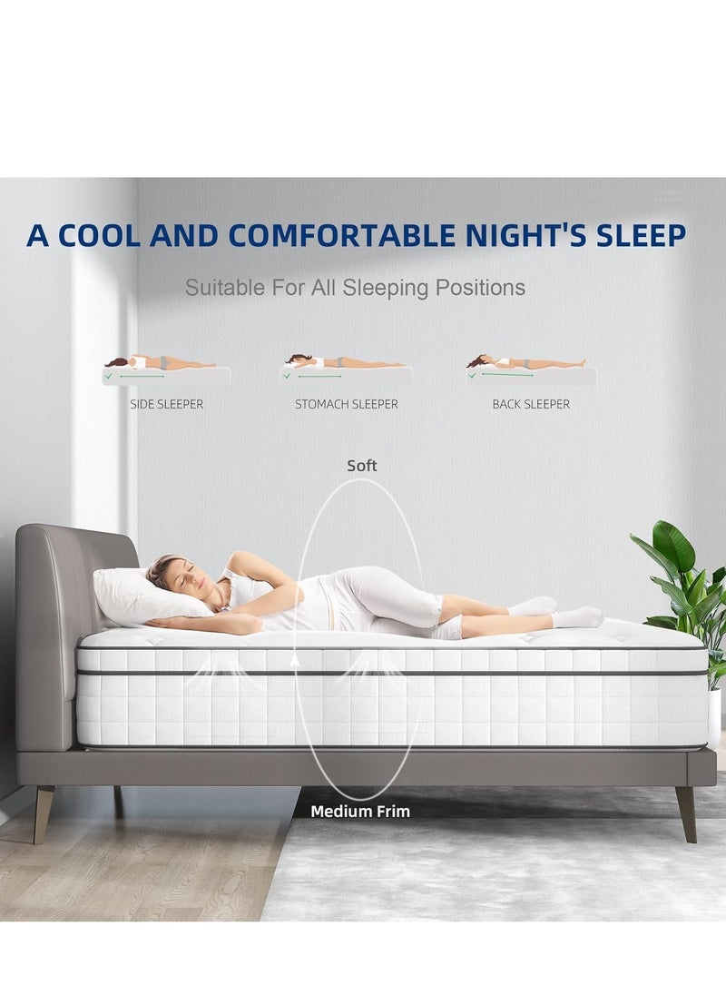 The Home Mart - Home Mart King Extra-Large Size 20 cm Hybrid Pocket Spring Mattress with Cooling Gel Memory Foam, Back & Spine Support – Breathable Hypoallergenic Cover, Medium Firm Comfort for Deep Sleep (200x180 cm) - Image 1
