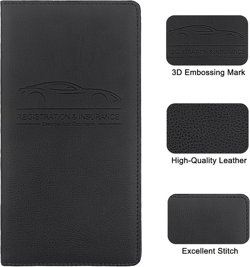 ECHSRT Car Document Holder with Magnetic Closure Vehicle Registration & Insurance Card, Driving Licence, RC Book Glove Box Compartment Organizer Multiple Pockets for Car Truck Motorcycle (Black) - Image 4