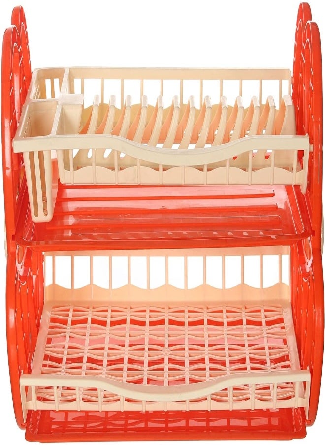 AKDC - 2 Tier Double Dish Rack Drainer Kitchen Plate Cutlery Cup Holder Trays - Image 1