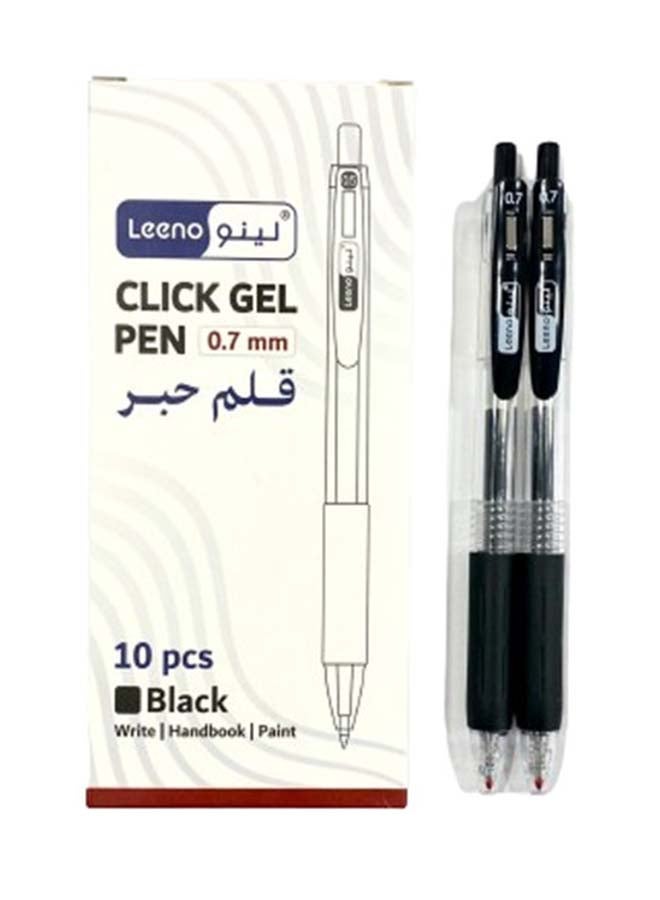 LEENO قلم جل كليك أسود 0.07 مم 10 قطع