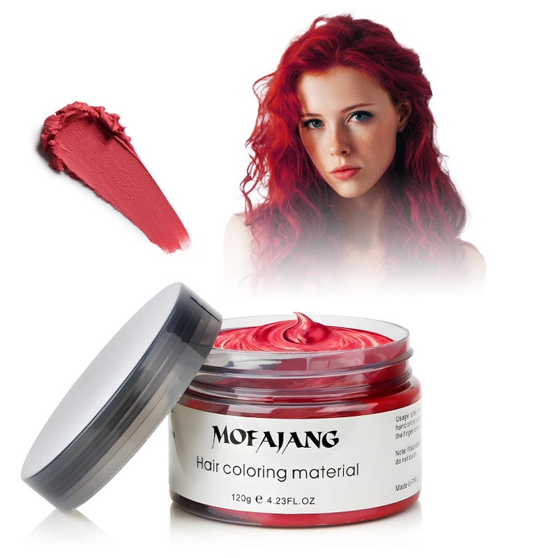 MOFAJANG Red Temporary Hair Color Wax - SOVONCARE Washable Hair Dye for Men & Women, All-Day Hold Disposable Hair Styling Clays for Party, Cosplay & Daily 4.23 oz - Image 1