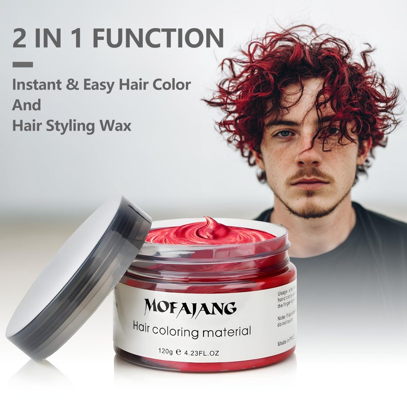MOFAJANG Red Temporary Hair Color Wax - SOVONCARE Washable Hair Dye for Men & Women, All-Day Hold Disposable Hair Styling Clays for Party, Cosplay & Daily 4.23 oz - Image 4