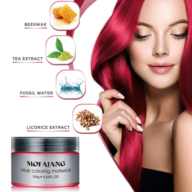 MOFAJANG Red Temporary Hair Color Wax - SOVONCARE Washable Hair Dye for Men & Women, All-Day Hold Disposable Hair Styling Clays for Party, Cosplay & Daily 4.23 oz - Image 3