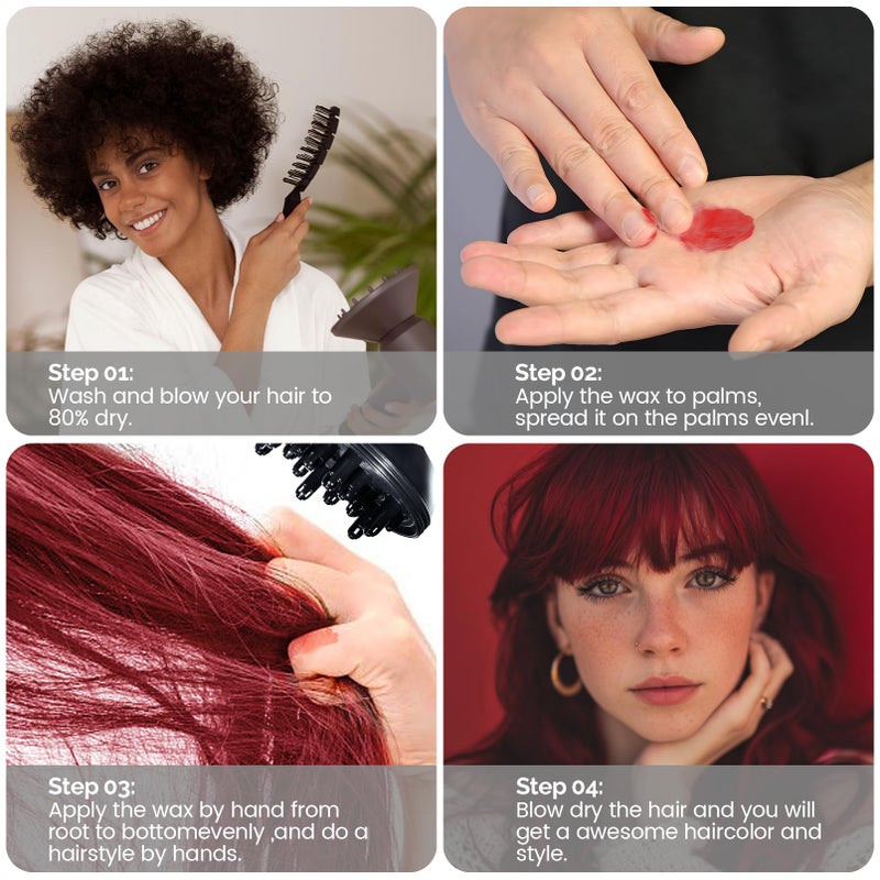 MOFAJANG Red Temporary Hair Color Wax - SOVONCARE Washable Hair Dye for Men & Women, All-Day Hold Disposable Hair Styling Clays for Party, Cosplay & Daily 4.23 oz - Image 5