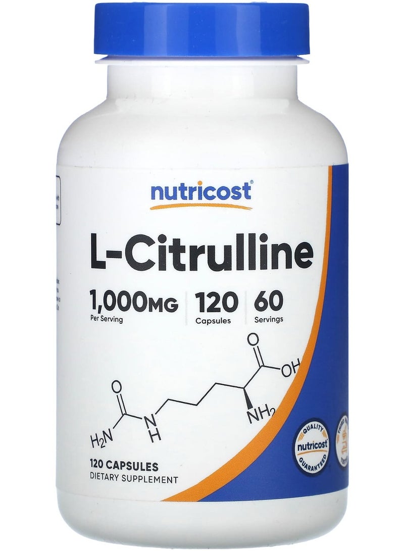 Nutricost L-Citrulline, 1,000 mg, 120 Capsules (500 mg per Capsule)