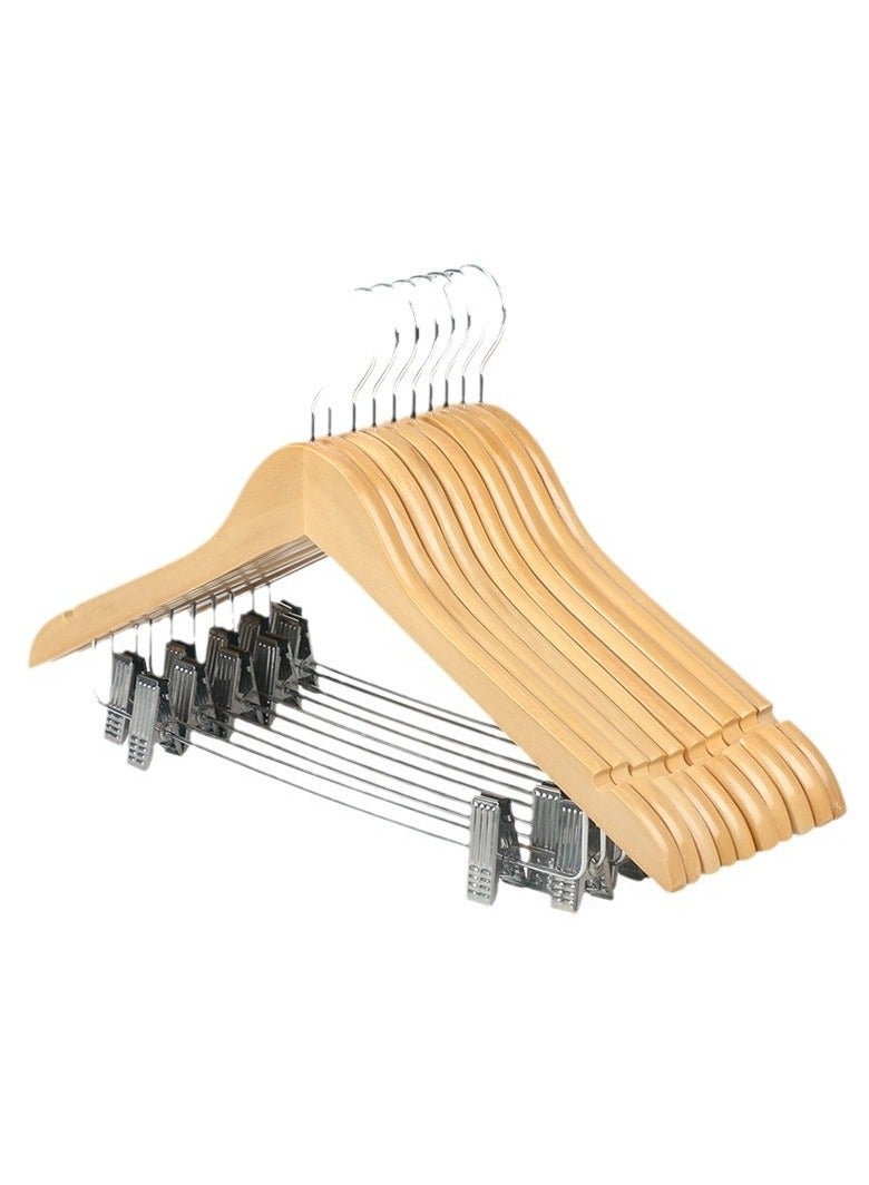 Clothes Hangers Wooden Hangers Skirt Hangers with Sturdy Metal Clips Smooth Pants Hangers for Pants, Skirt, Jeans, Slacks, Shorts 10 Pack  - Image 1