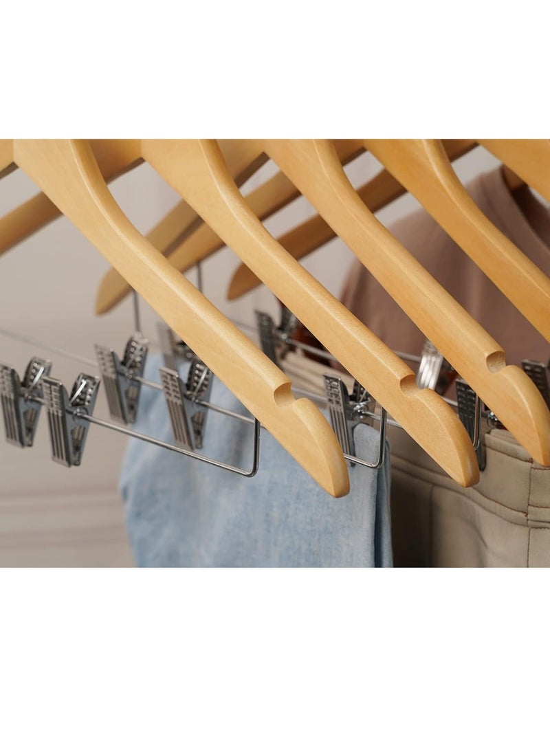 Clothes Hangers Wooden Hangers Skirt Hangers with Sturdy Metal Clips Smooth Pants Hangers for Pants, Skirt, Jeans, Slacks, Shorts 10 Pack  - Image 5