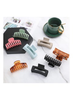 KHAJUL 8-Piece Strong Hold Hair Claw Clips Multicolour 2 Styles Nonslip Medium Large Jaw Clip for Women and Girls, 4 Square Matte and 4 Bright Acrylic Hair Clamps for Thick Thin Fine Long Hair  - Image 4