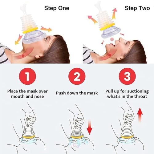 VelloreX Anti-Choking Rescue Device for Kids & Adults with 2 Reusable Masks | High-Pressure Suction Heimlich Assist Tool for Home, School, Office & Travel | Emergency Choking Relief First-Aid Kit for Safe & Quick Airway Clearance (Family Kit -2 Masks – Adult + Child) - Image 3
