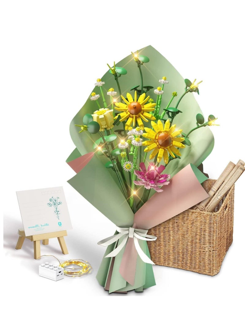SYOSI Flowers Bouquet Building Sets, Artificial Flowers Creative Toys Kits DIY Bouquet Building Bricks with Lights for Women Home Decoration, Mom's Best Gifts  - Image 5